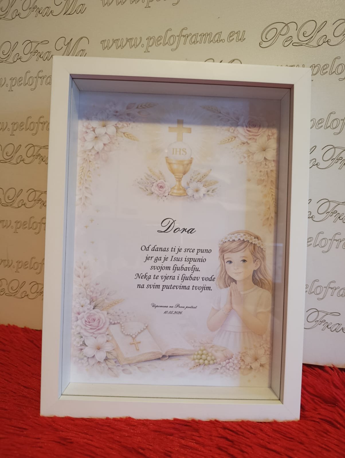 Okvir za Prvu Pričest s imenom i tekstom ''Elegance''