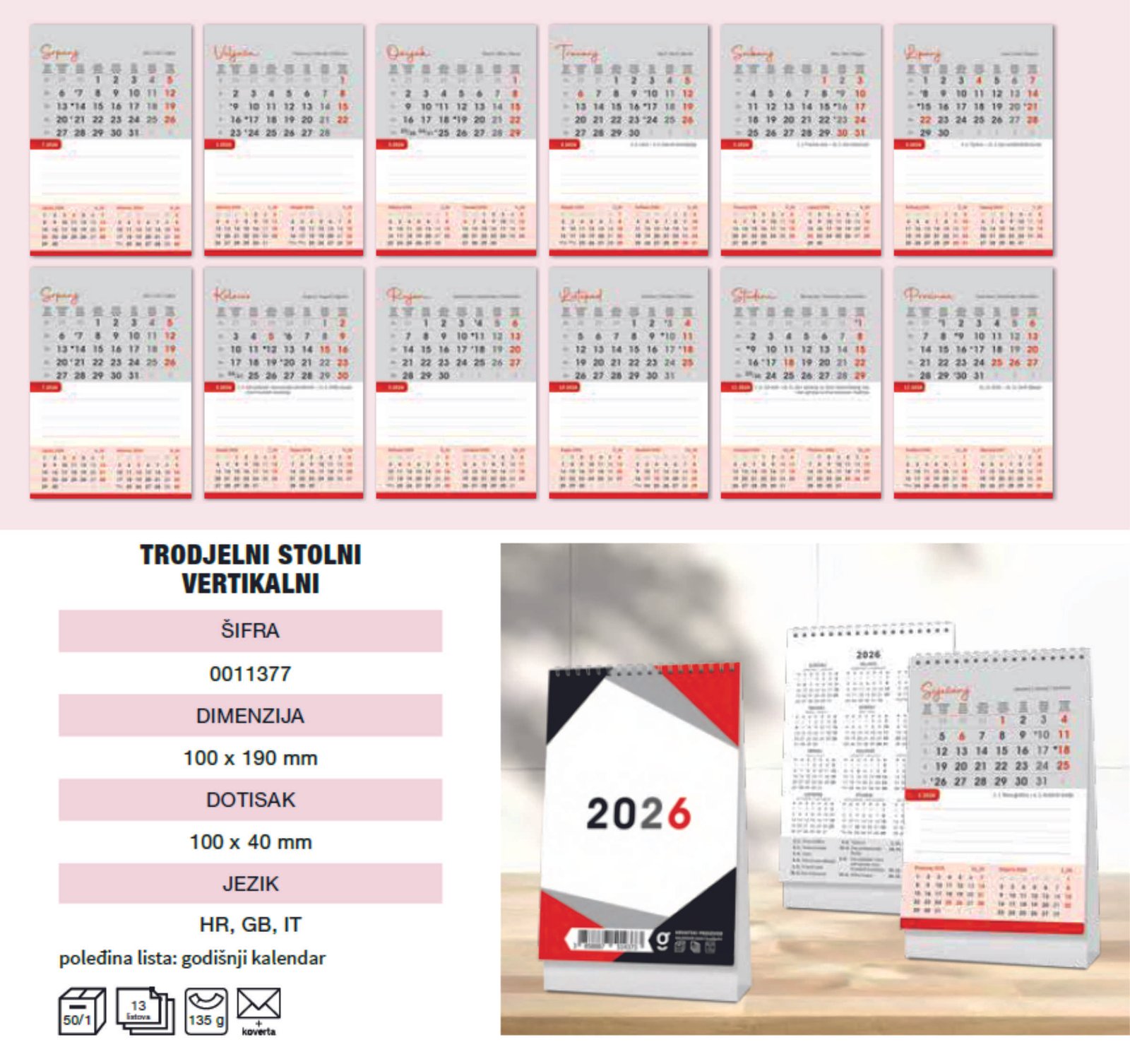 STOLNI POSLOVNI KALENDAR vertikalni