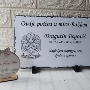 Spomen ploča s anđelom i osobnom posvetom